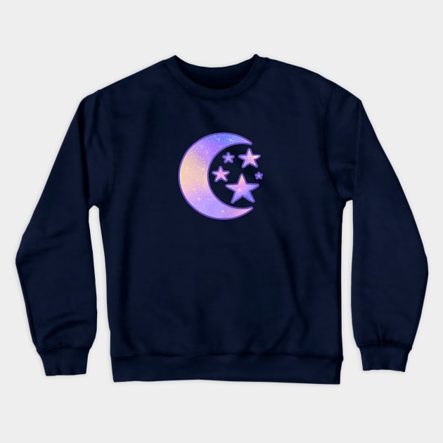 Pastel Dreamy Moon and Stars Crewneck Sweatshirt by arinoiro